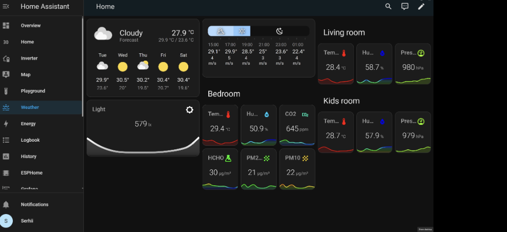 Menu HOME ASSISTANT 